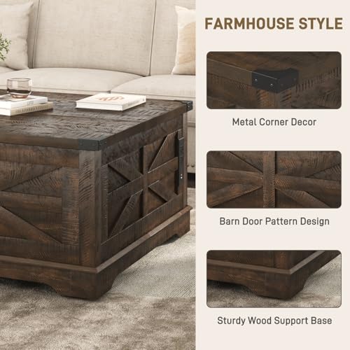 36" White Lift Top Coffee Table with Storage and Power Outlets A76755