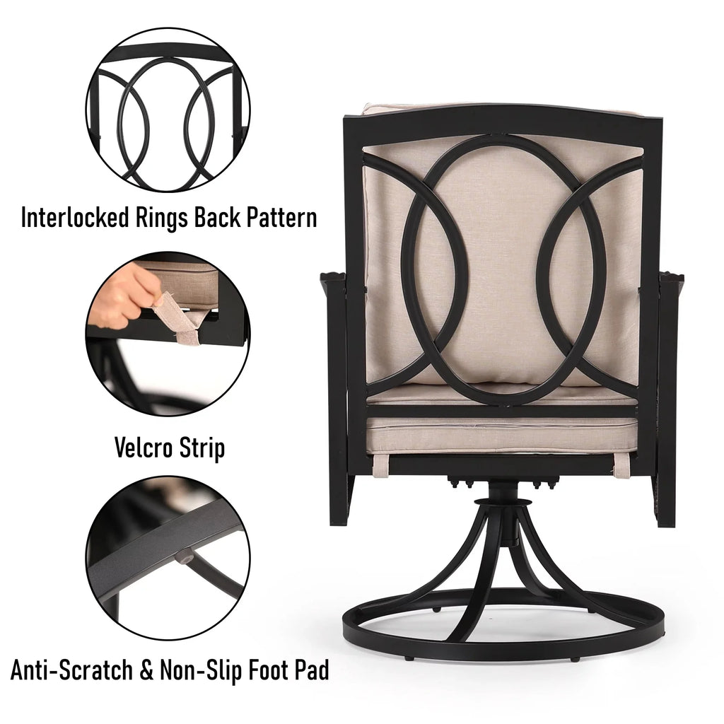 5-Piece Wicker Patio Conversation Set with Fire Pit Table F9959