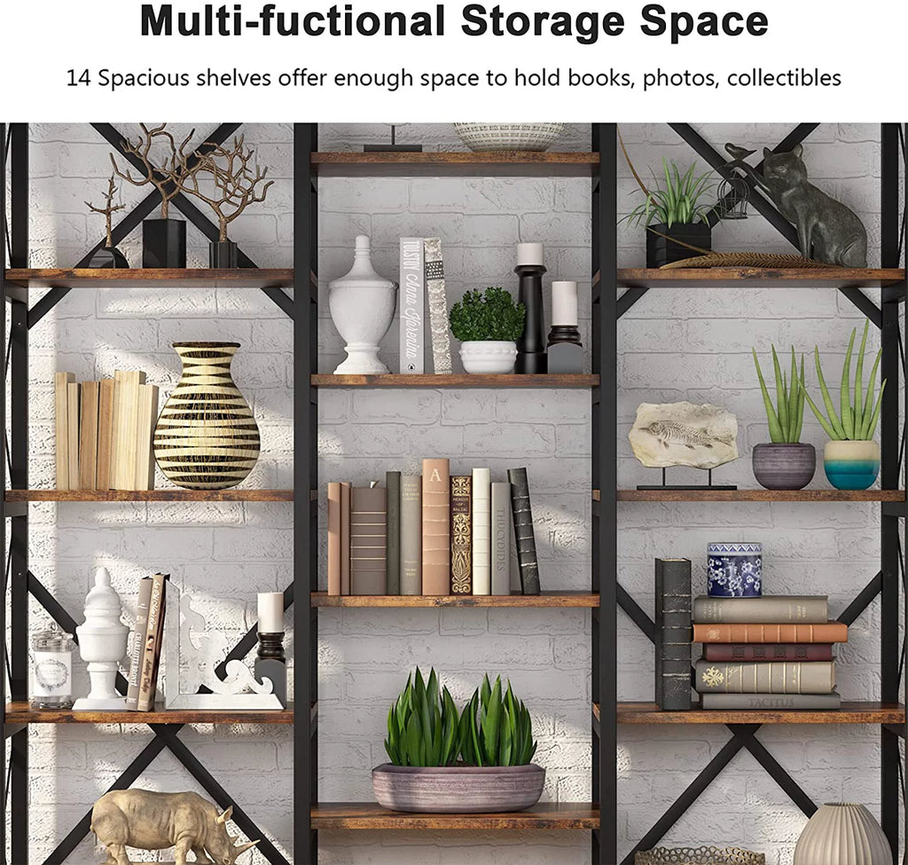 5-Shelf Wood and Metal Bookcase S681