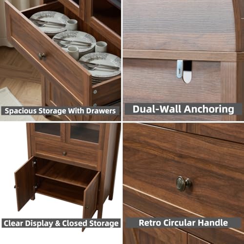 Pantry Cabinet with Drawer, 2 Cabinets and 6 Door Shelves, Adjustable Shelves, 71.65" N212