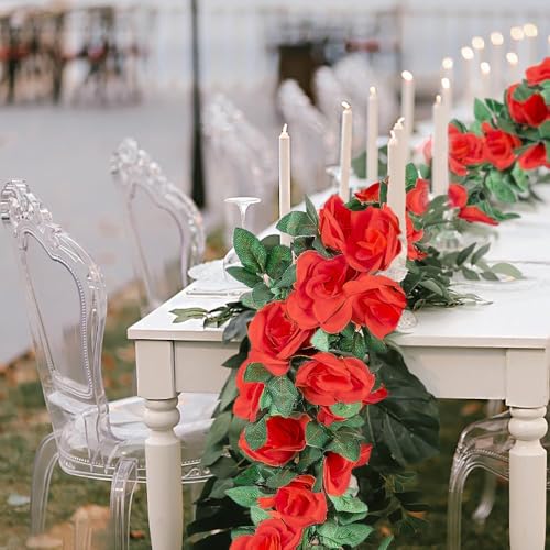 White 10PCS Artificial Rose Garland 7.5Ft U340