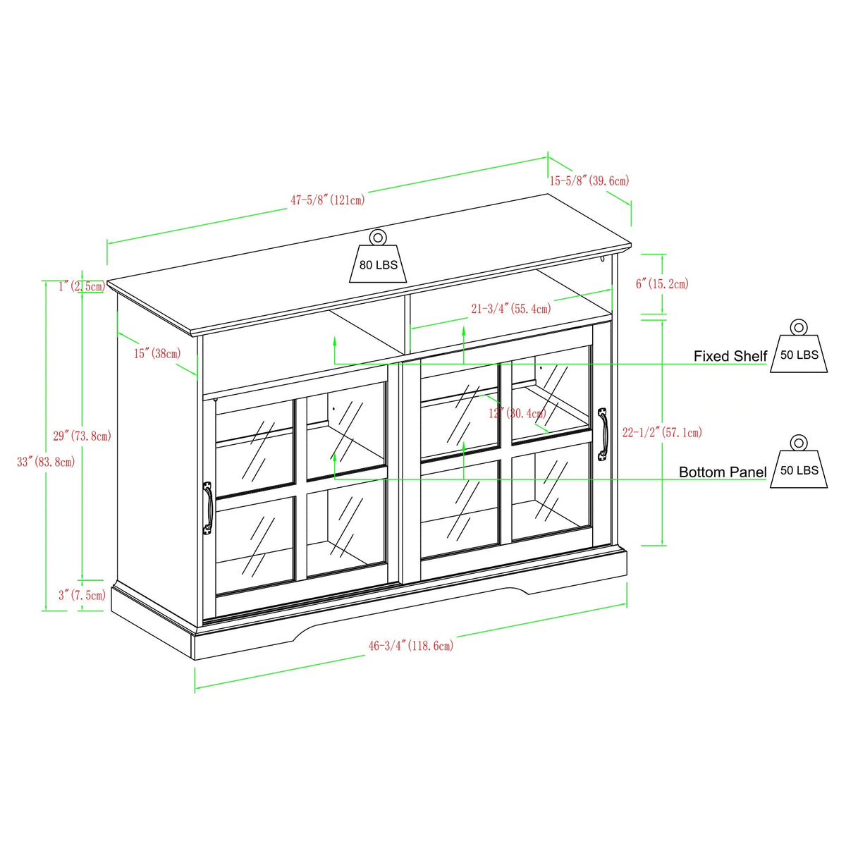 Farmhouse Sliding Glass Door TV Stand D58537