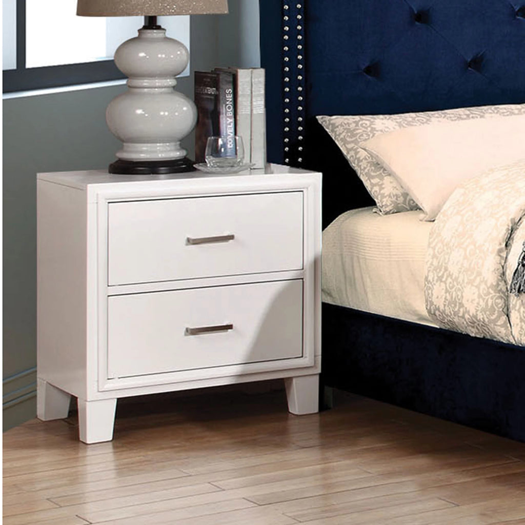 White Wood 2-Drawer Nightstand G453