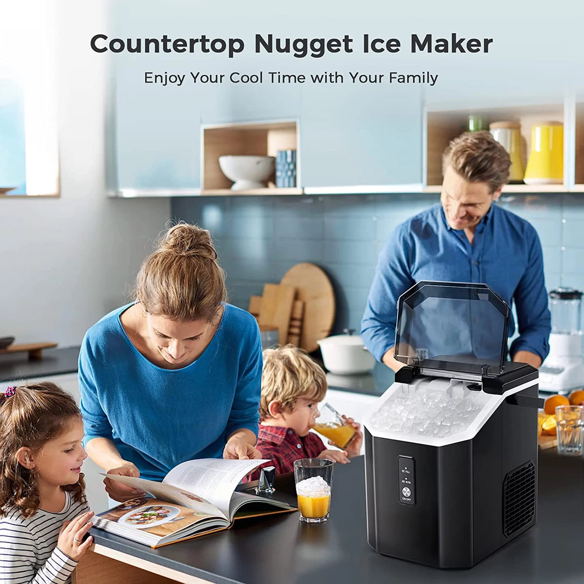 Nugget Ice Maker Countertop with Soft Chewable Pellet Ice, 34lbs/24H, Self-Cleaning, Black U8870