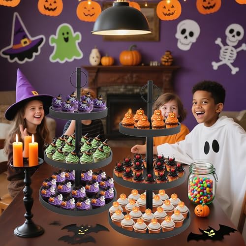 Black 3 Tier Metal Cupcake Stand 2 Pack U577