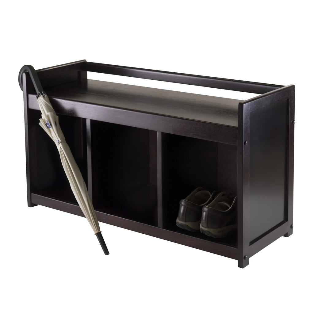4-Pc Storage Bench & 3 Black Fabric Baskets B649