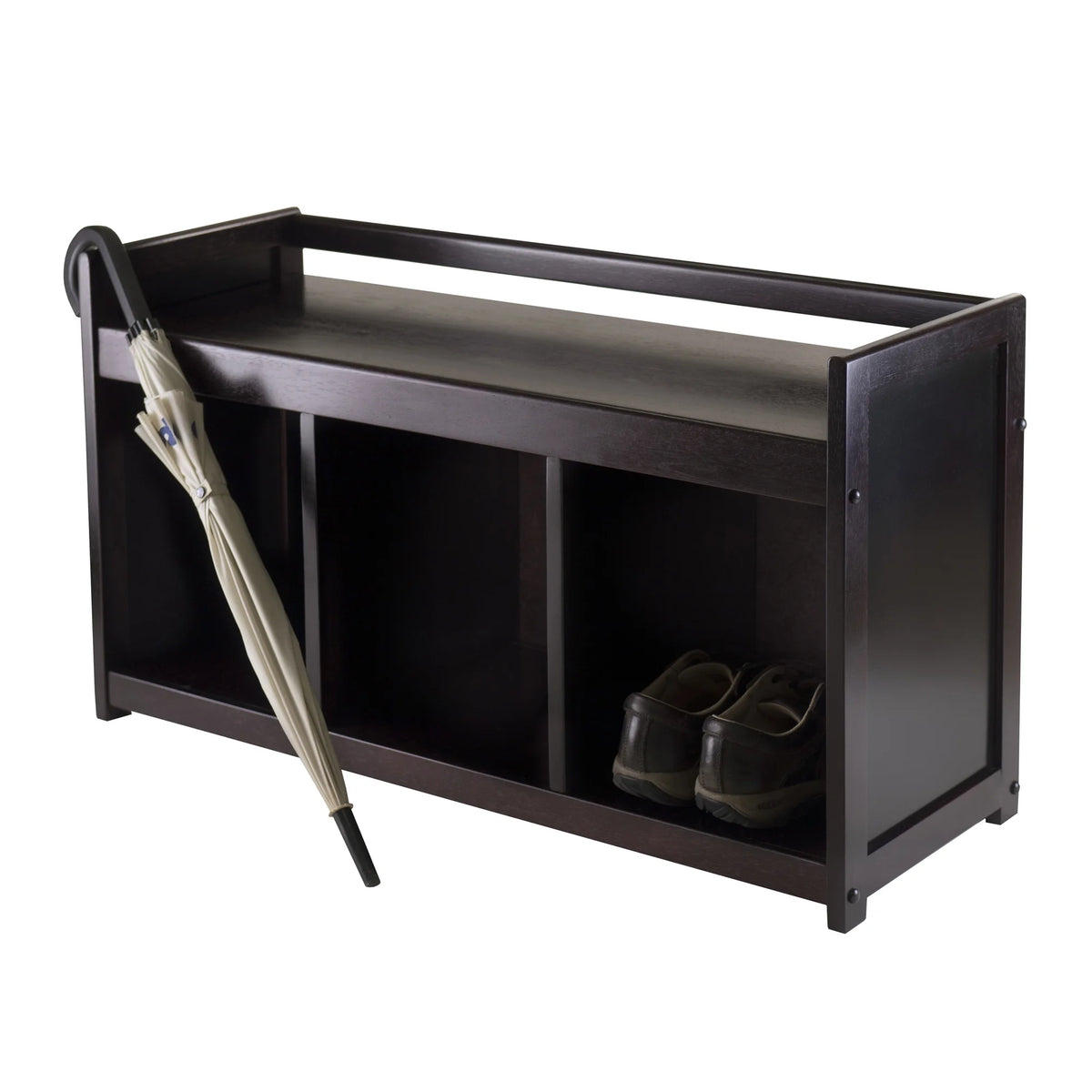 4-Pc Storage Bench & 3 Black Fabric Baskets B649