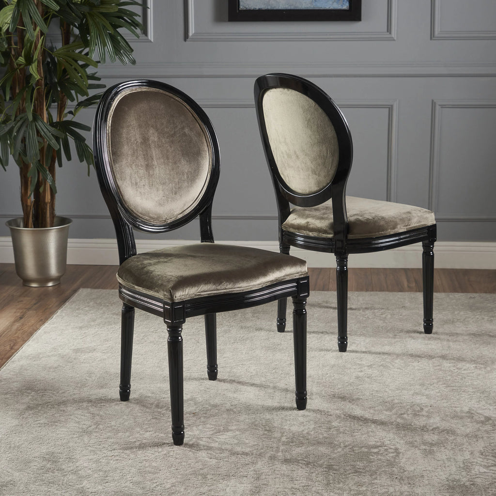 Gray Velvet Dining Chairs Set of 2 C380