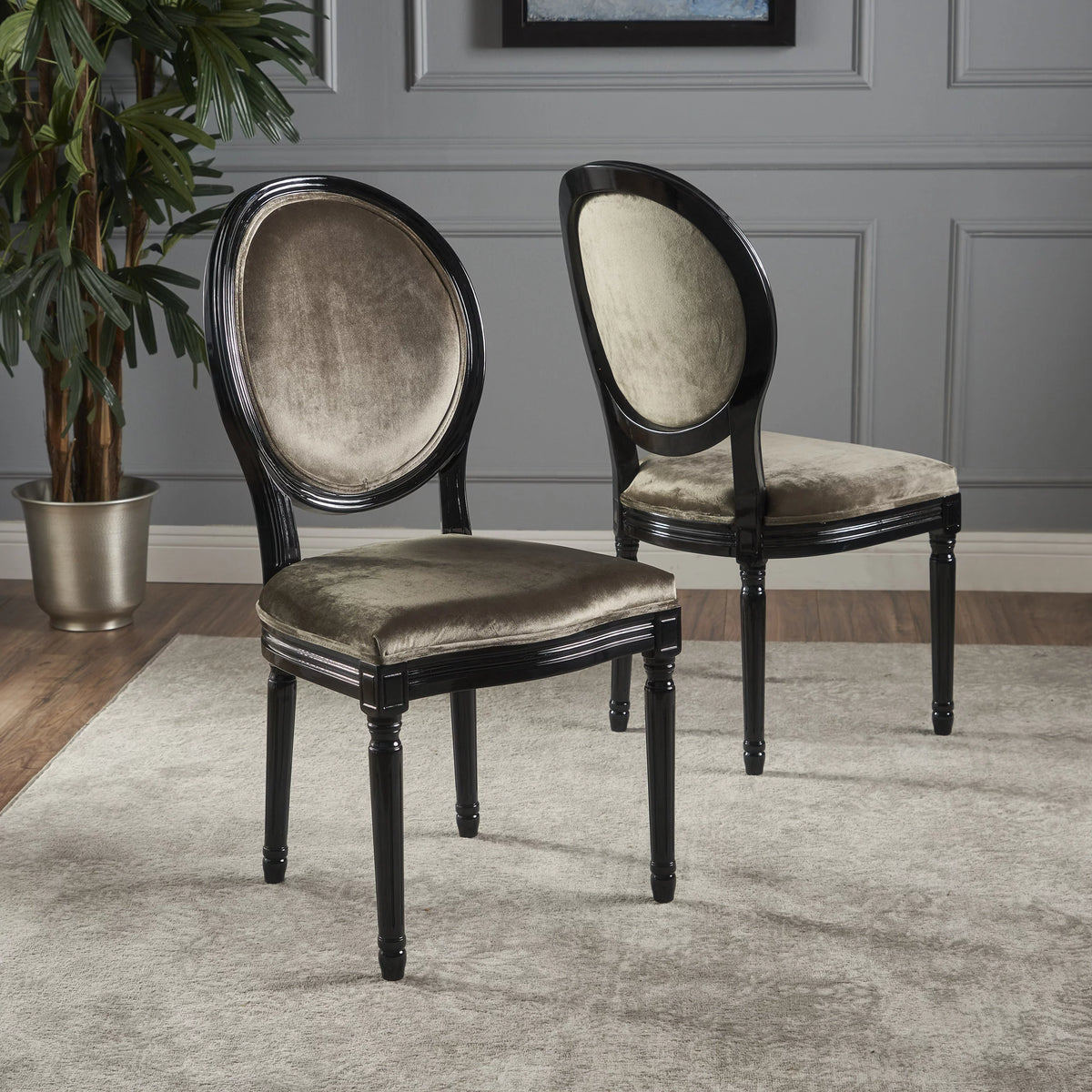 Gray Velvet Dining Chairs Set of 2 C380