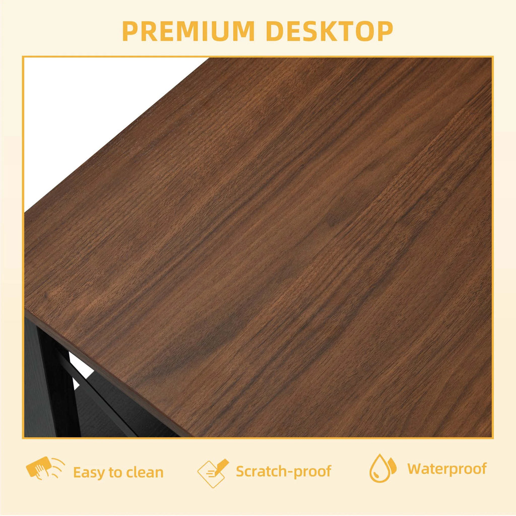 2-Tier Brown Coffee Table with Open Storage Shelf X4549