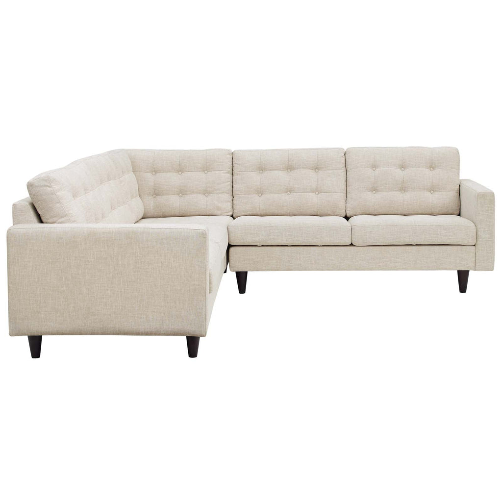 3 Piece Upholstered Fabric Sectional Sofa Set in Beige C156