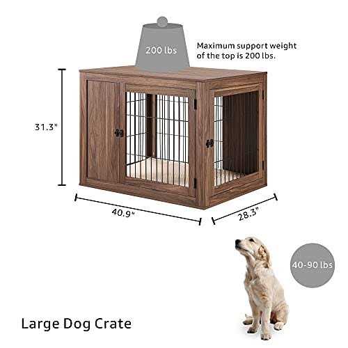 Wooden Dog Crate End Table with Cushion P93315