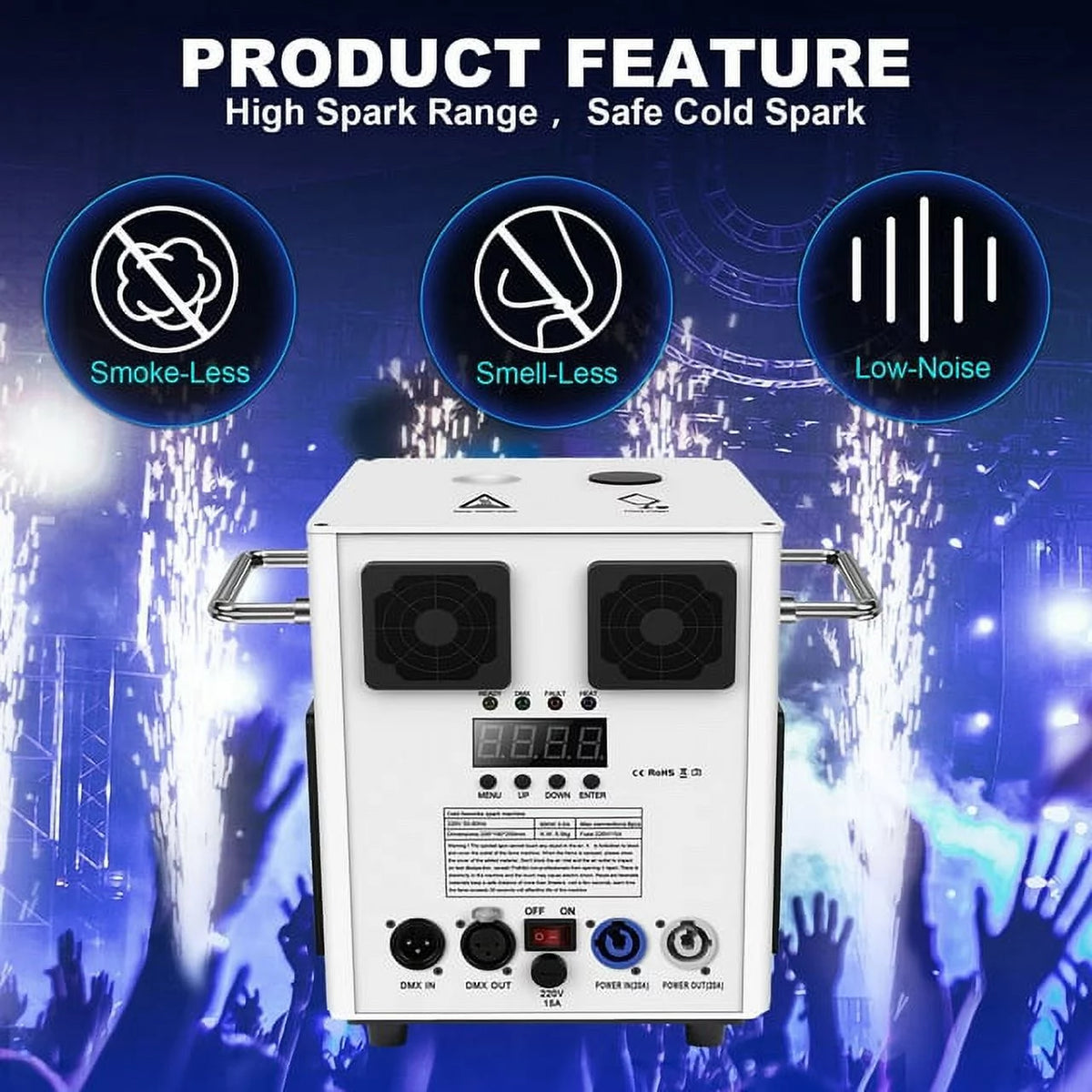 Cold Spark Machine 3-16FT Adjustable Stage Special Effect Machine with Wireless Remote Control DMX Low Noise Stage Equipment for Wedding DJ Disco Party 2pcs F921