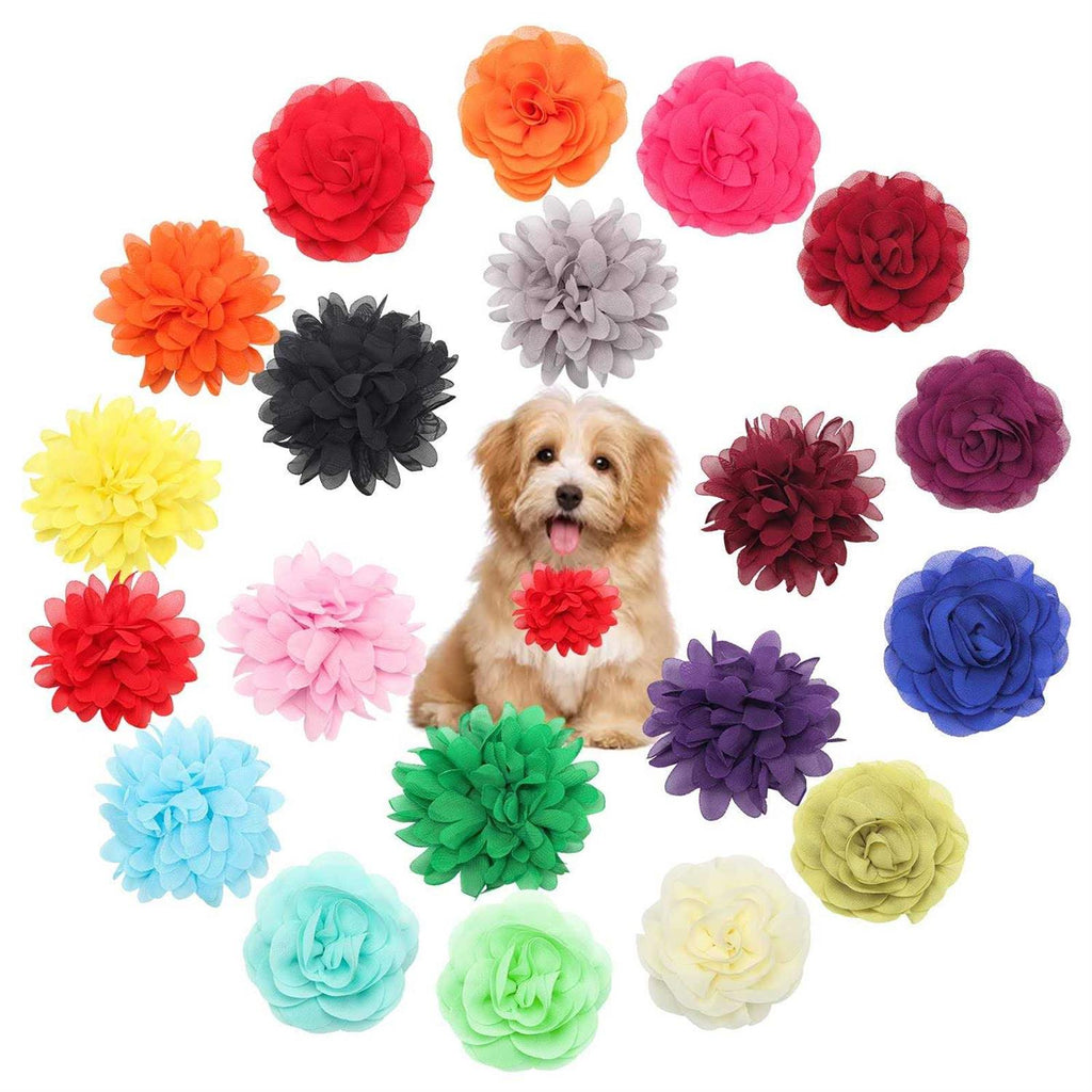 20 Pcs Multi-Color Soft Chiffon Dog Collar Flower Accessory X589