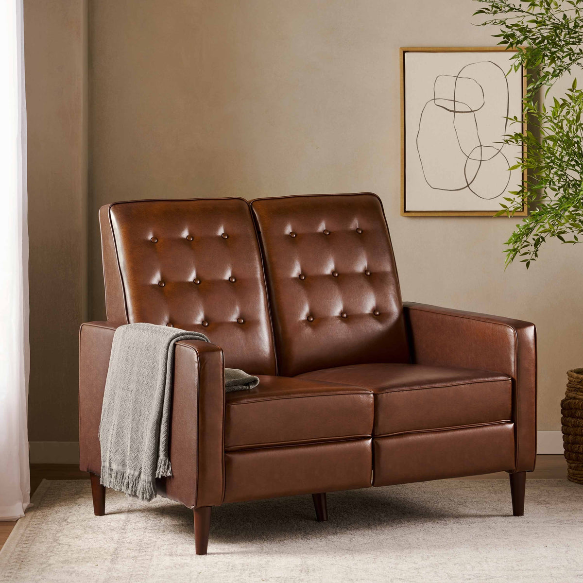 Dark Espresso Wheat Upholstered Pushback Recliner J182966