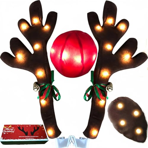 Christmas Car Reindeer Antlers Decoration Kit with Jingle Bells P21444