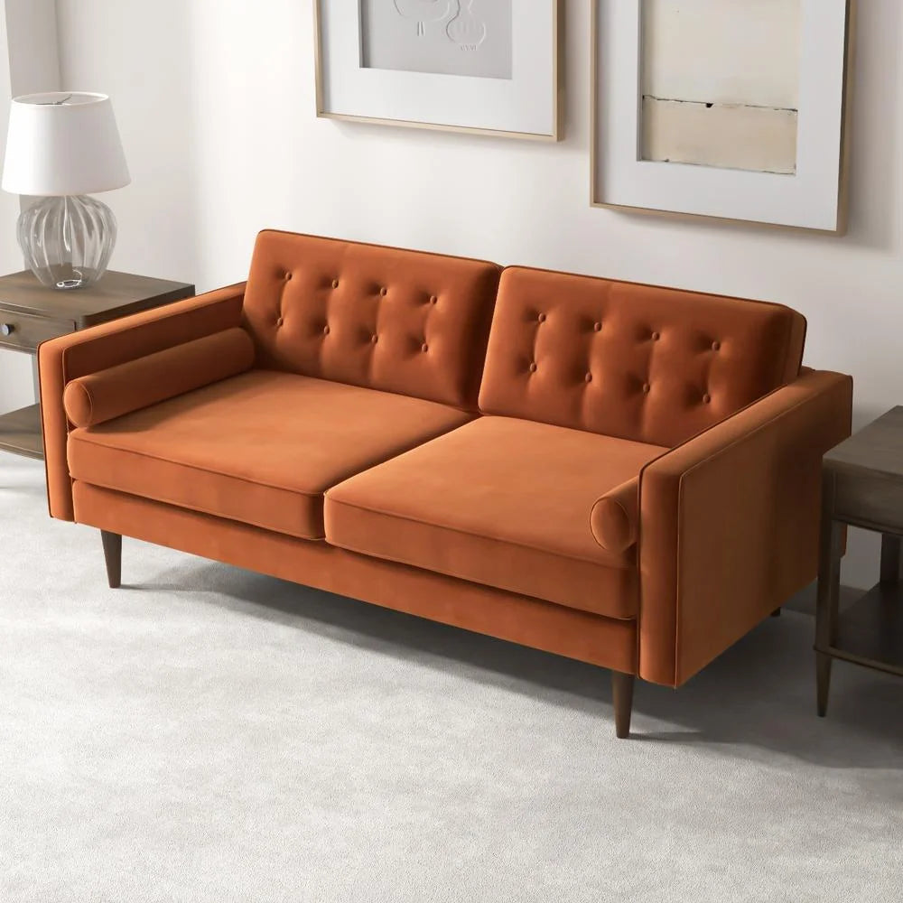 Orange Velvet Loveseat P928
