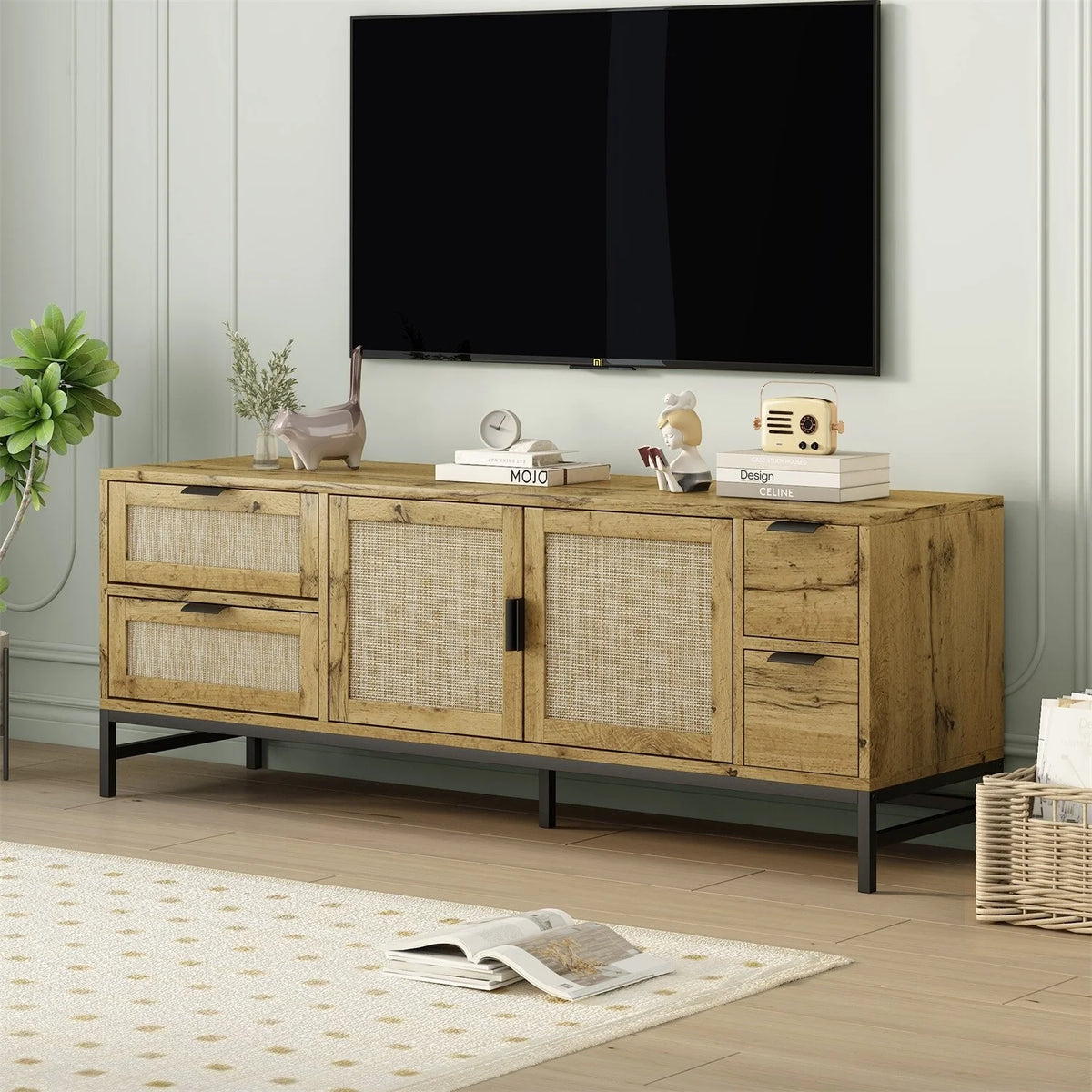 Rattan TV Stand up to 65" Brown Z623499