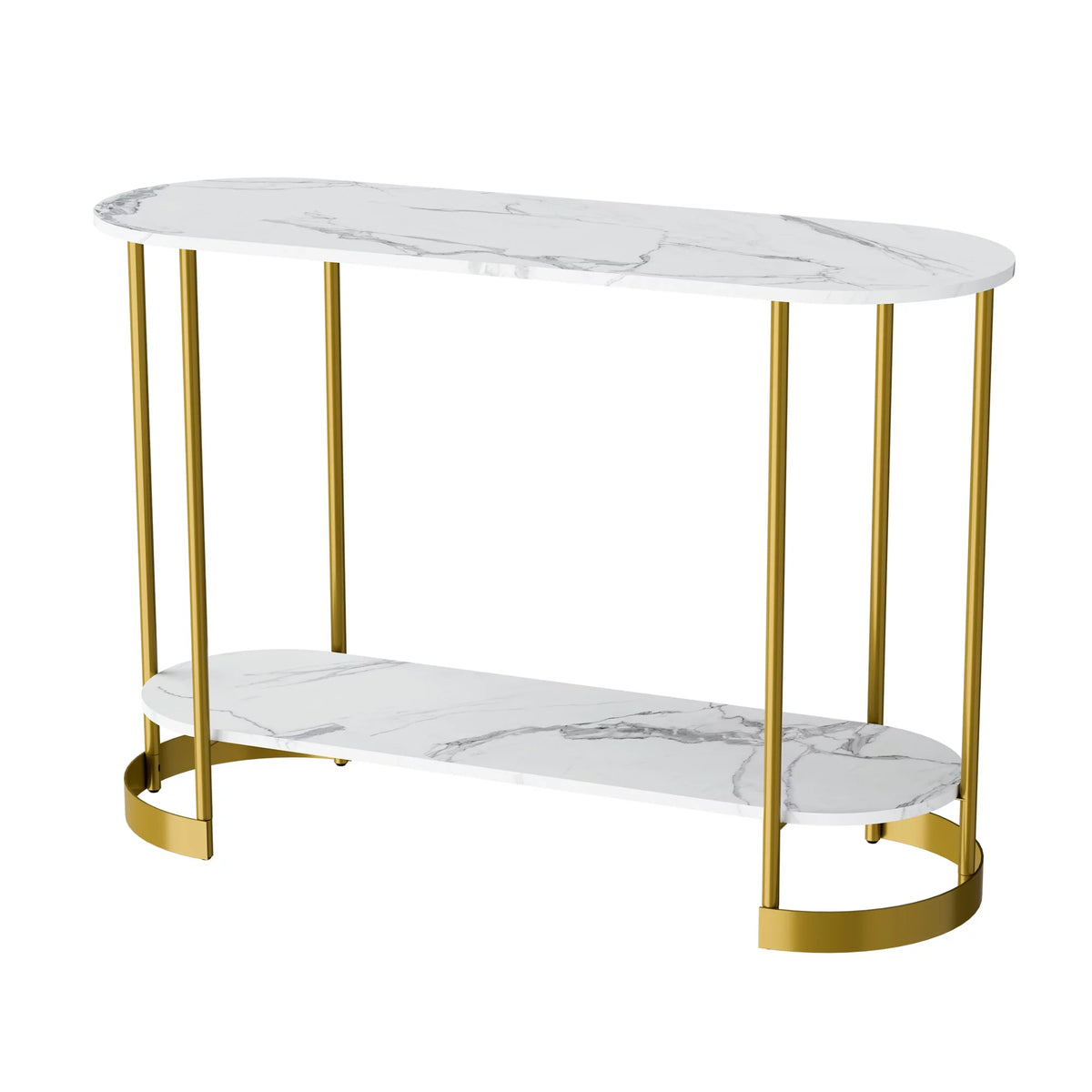 White Marble Pattern 2-Tier Console Table S918
