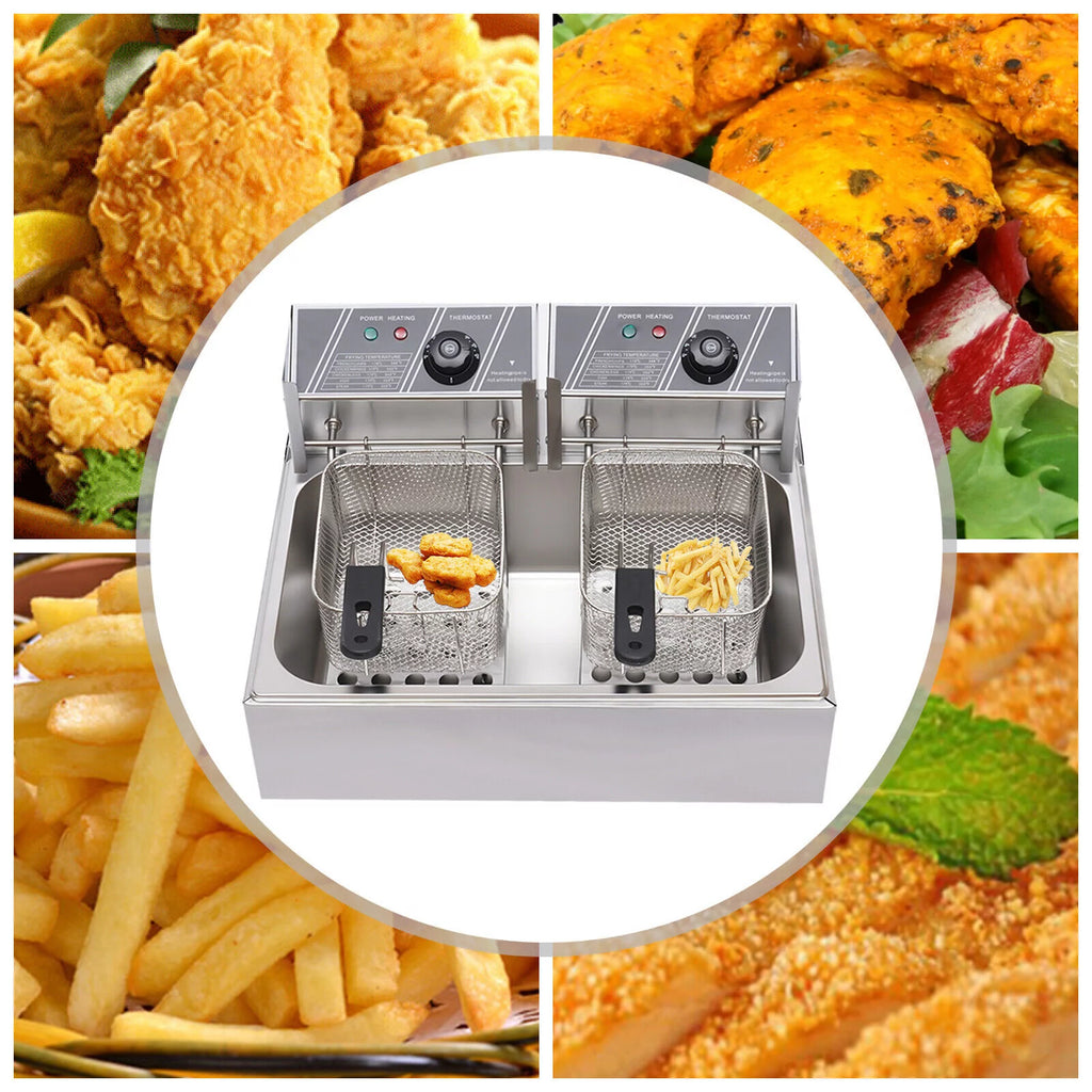 12L Stainless Steel Electric Deep Fryer 5000W V59966