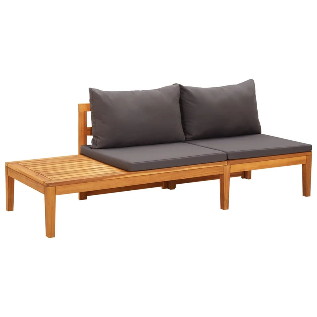 Acacia Wood Garden Bench with Dark Gray Cushions J6520