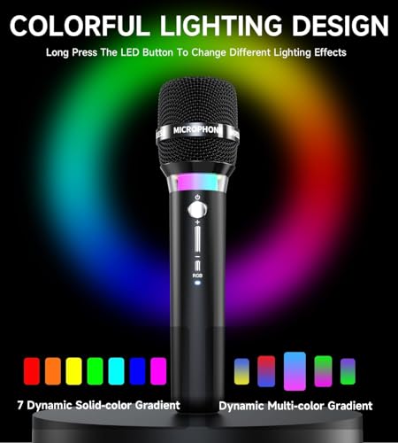 Rechargeable Wireless Microphone with LED Lights Q629561