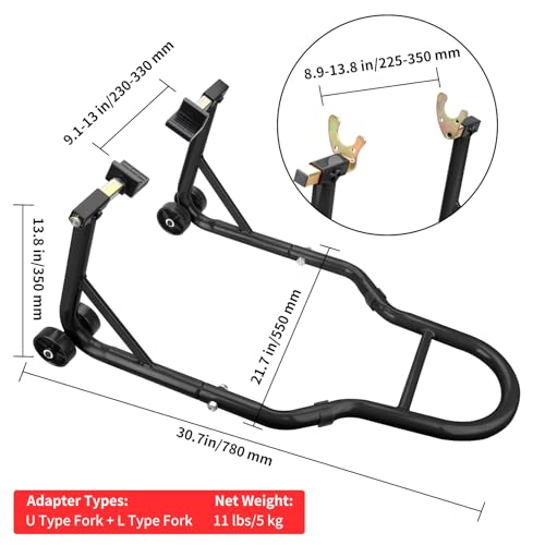 Motorcycle Stand & Lift Combo 882LBS Front/Rear Wheel Stand Black R148367