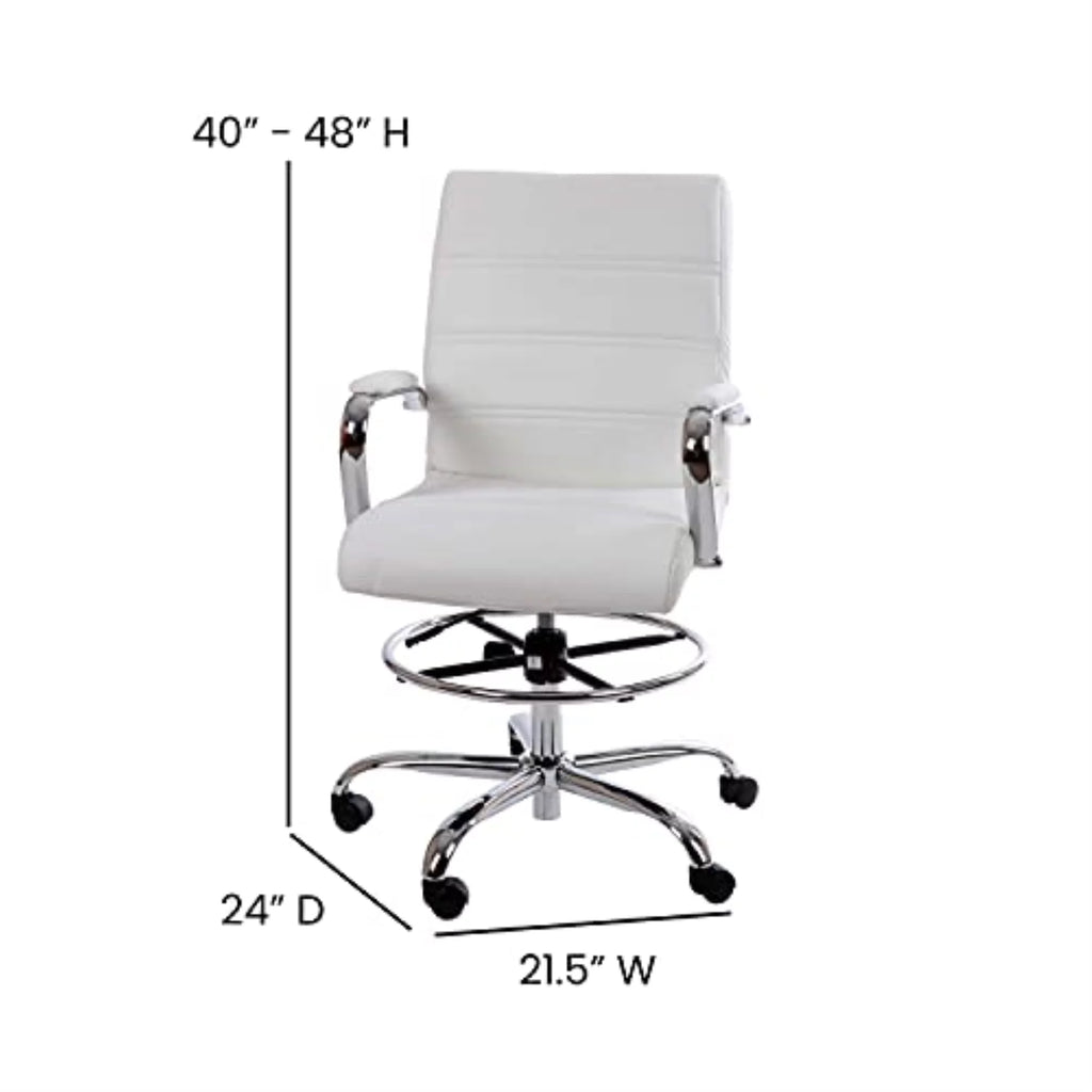 White Faux Leather Drafting Stool C285315