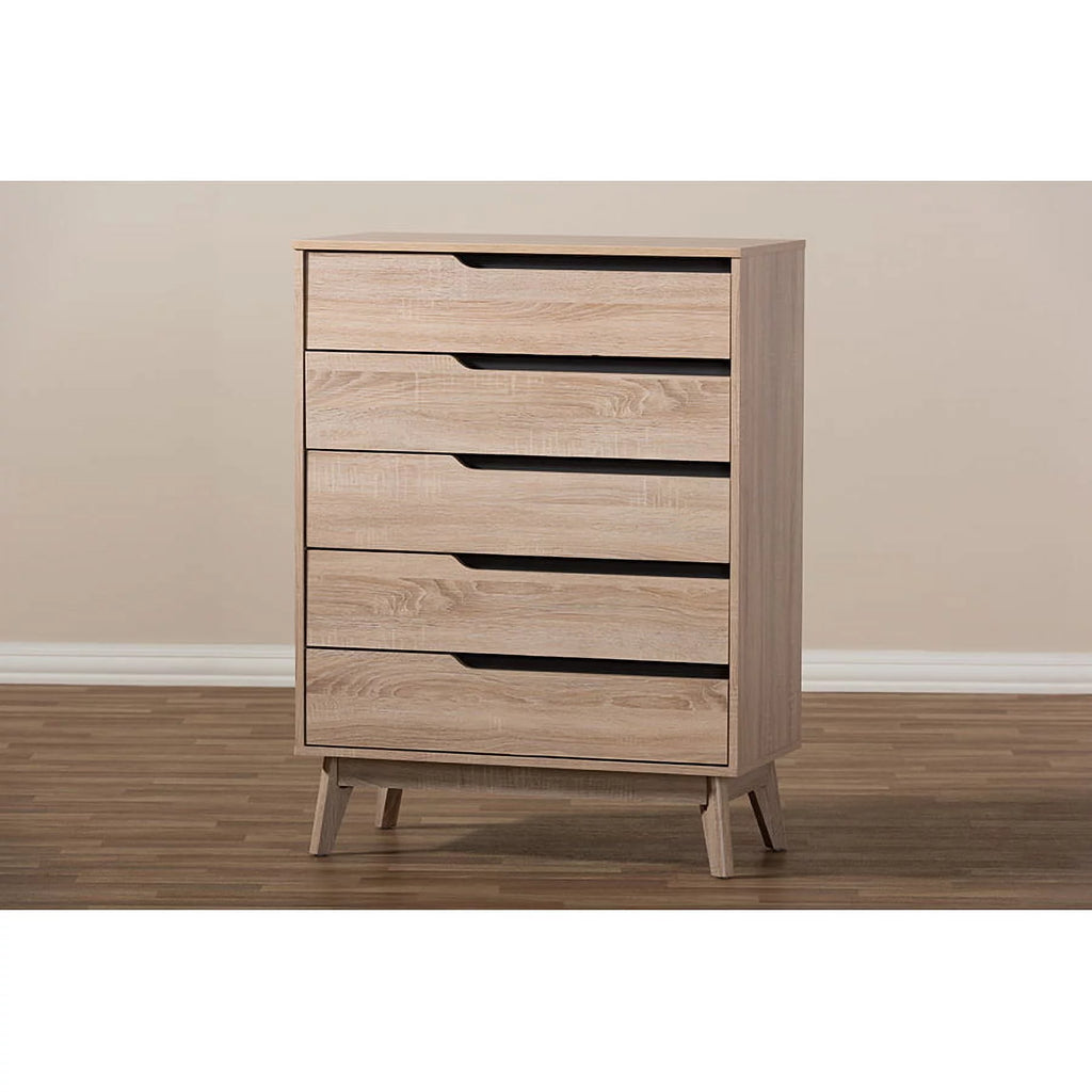 Oak and Grey Wood 5-Drawer Chest A194