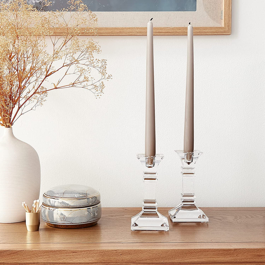 Clear Crystalline Table Candlestick Set of 2 W494