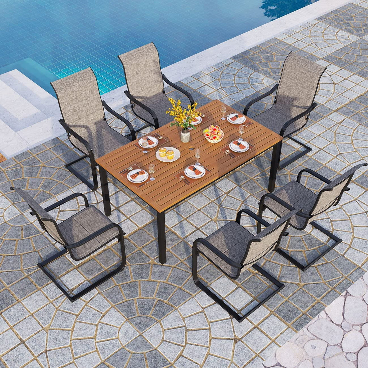 7 Pcs Outdoor Dining Table and Chairs G203573
