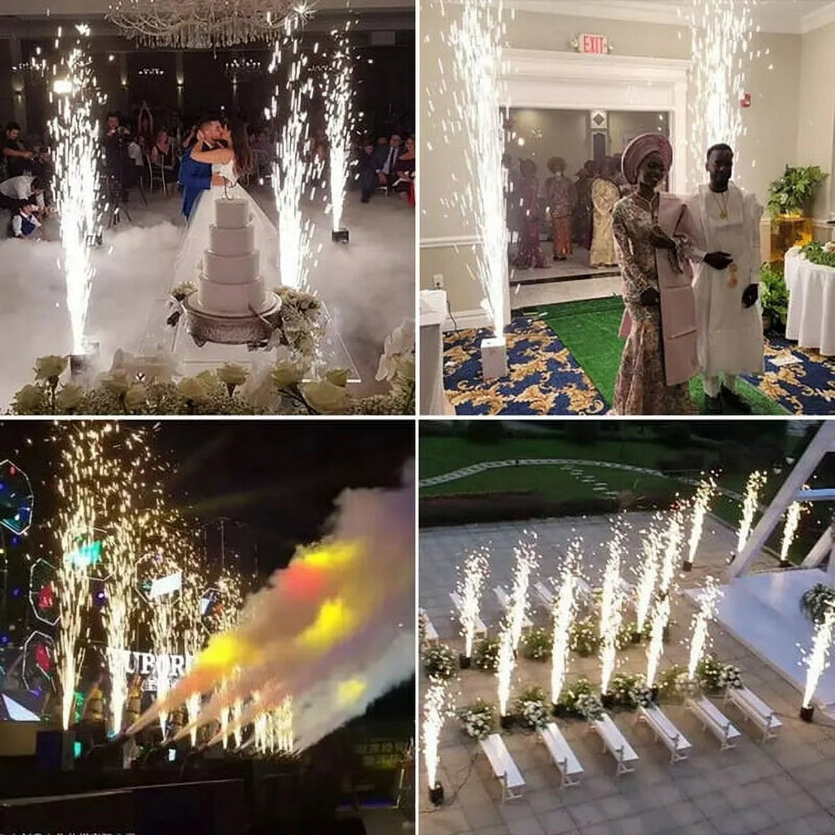 Cold Spark Machine 3-16FT Adjustable Stage Special Effect Machine with Wireless Remote Control DMX Low Noise Stage Equipment for Wedding DJ Disco Party 2pcs F921