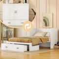 Full Size White Murphy Bed with USB Port and 2 Storage Drawers Z2616