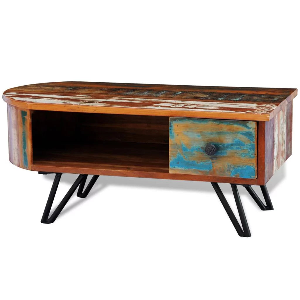 Solid Reclaimed Wood Coffee Table with Iron Pin Legs B600