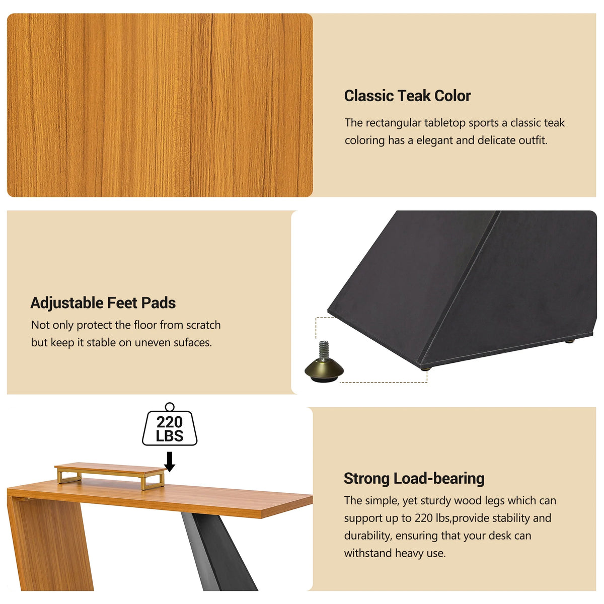 63" Rustic Industrial Wooden Writing Desk with Monitor Stand P8853