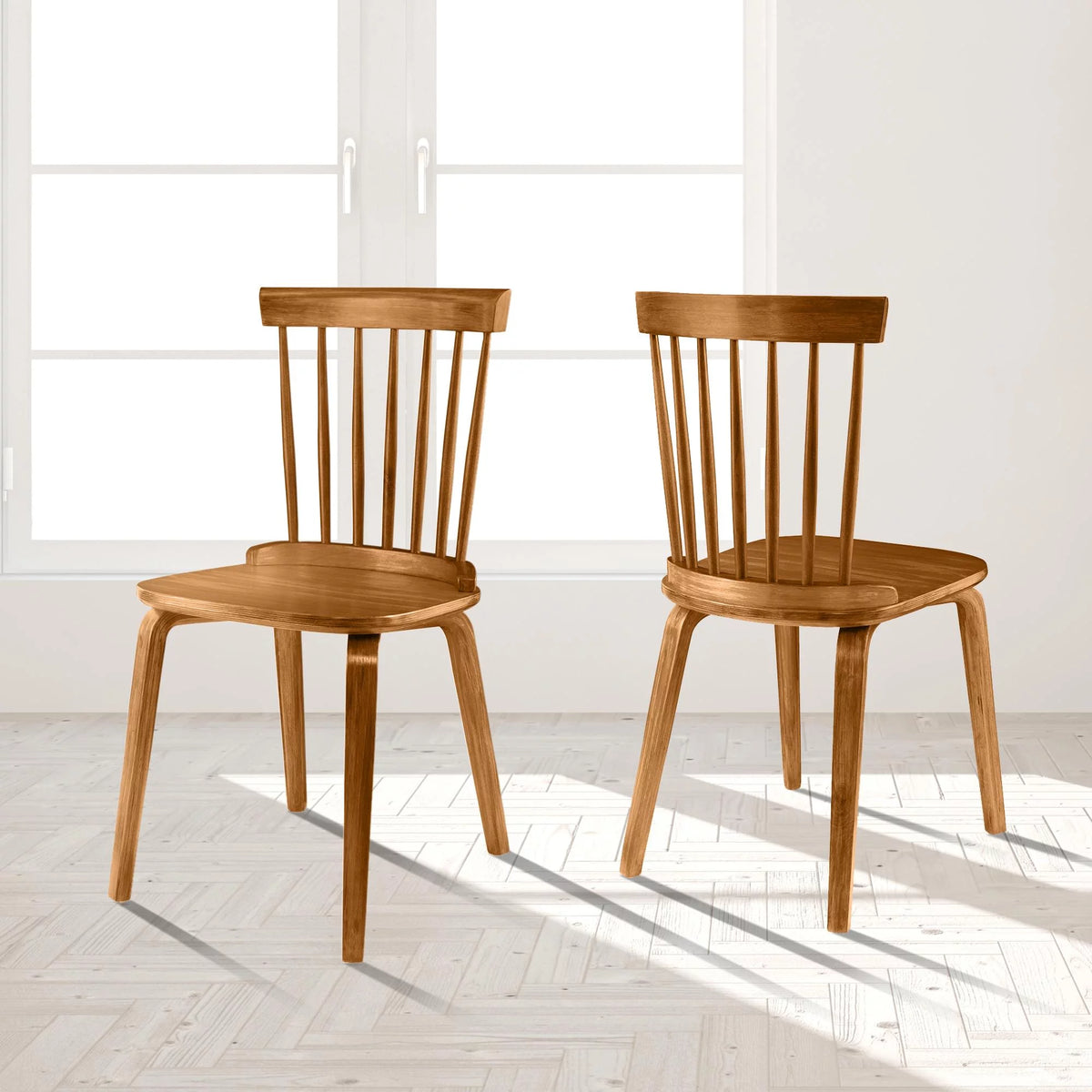 Orange Slat Back Wood Dining Chairs Set of 2 R481216