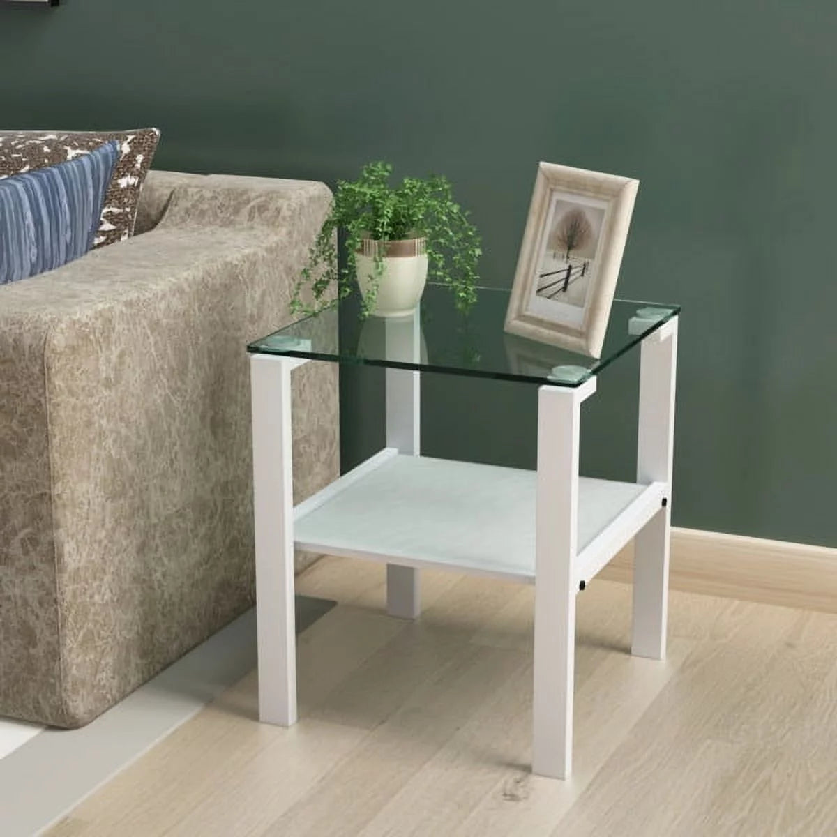 White Glass Round Side Table R695031