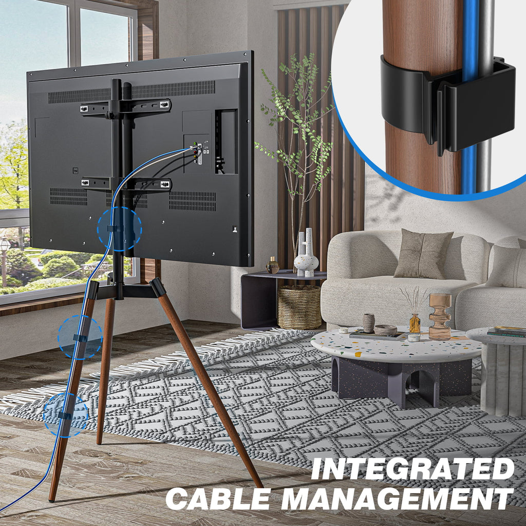 Adjustable Tripod Floor TV Stand with Mount for 32" to 65" Flat Screen TVs, Brown W451978