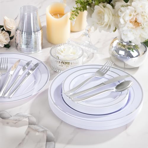 300 Pcs Gold Glitter Disposable Dinnerware Set Y1499