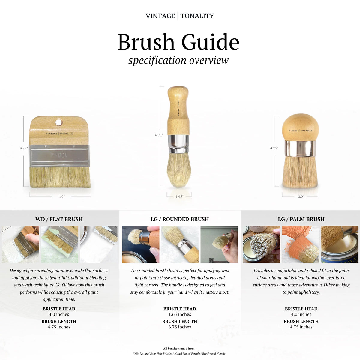 3 PCS Chalk Paint Wax Brush Set V81928