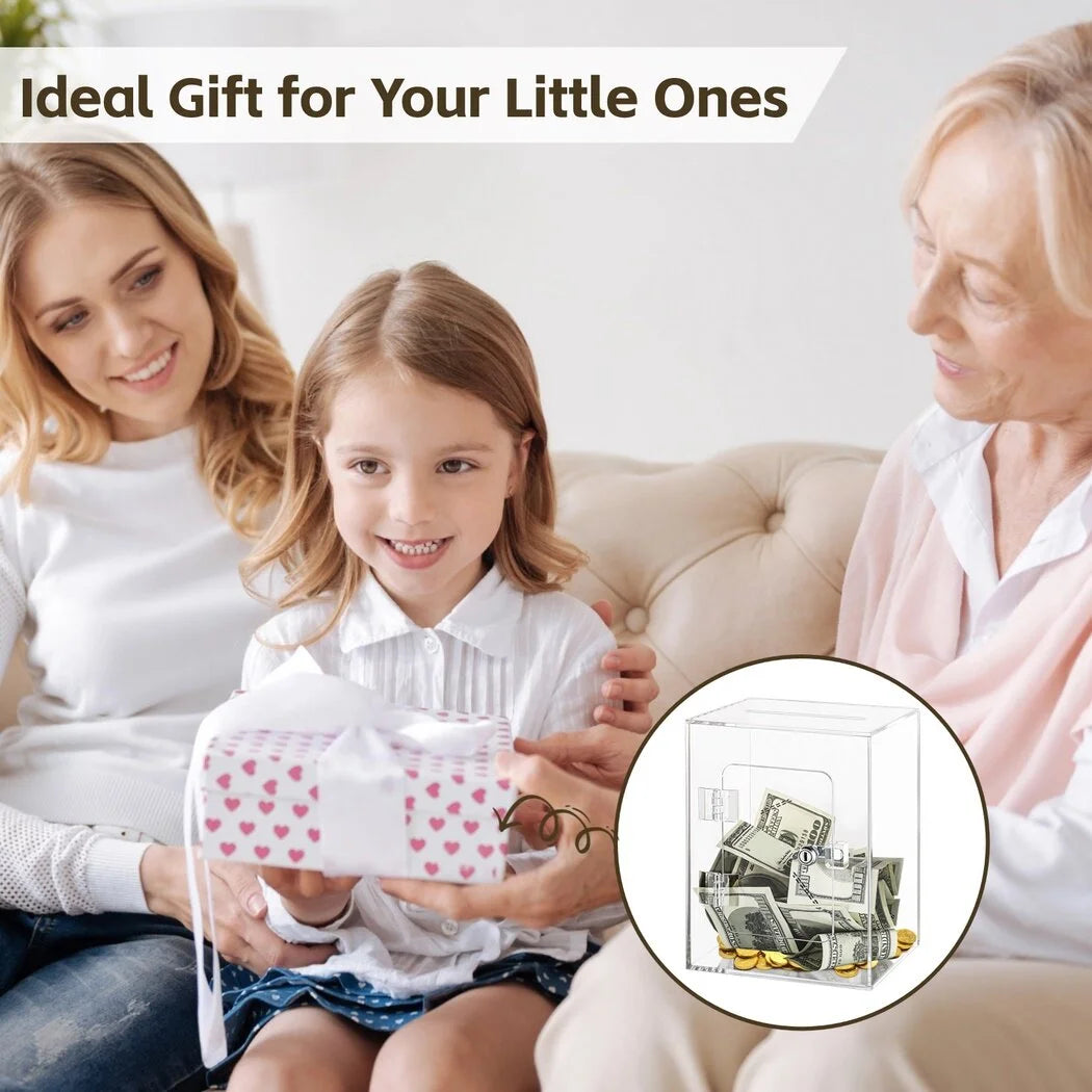 Clear Piggy Bank with Lock and Key Q213