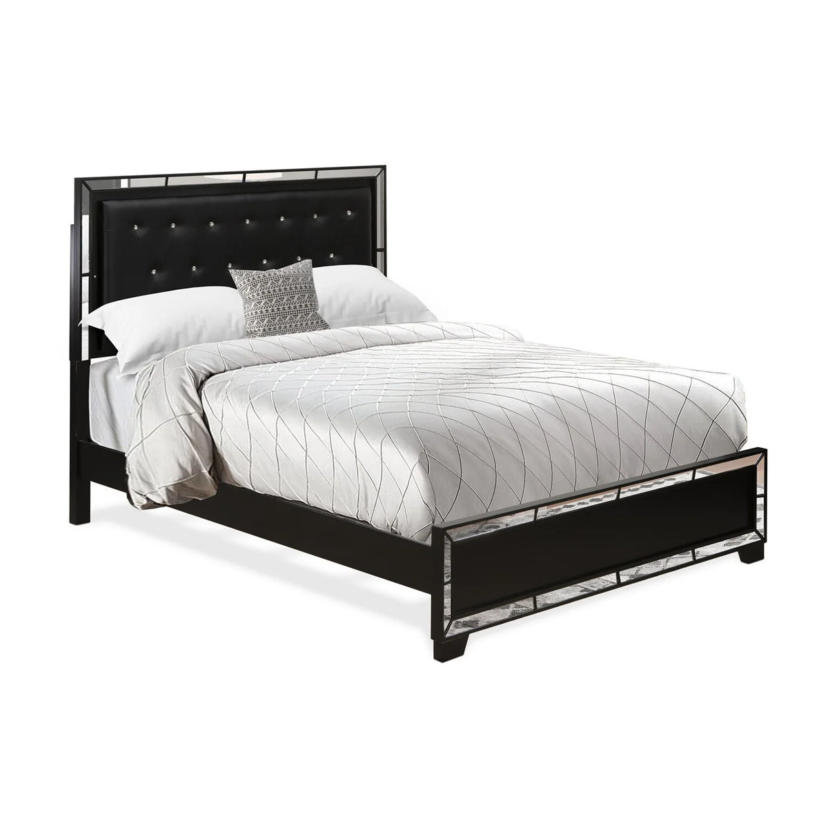3Pc Bedroom Set with Tufted Bedframe and 2 Nightstands G60784