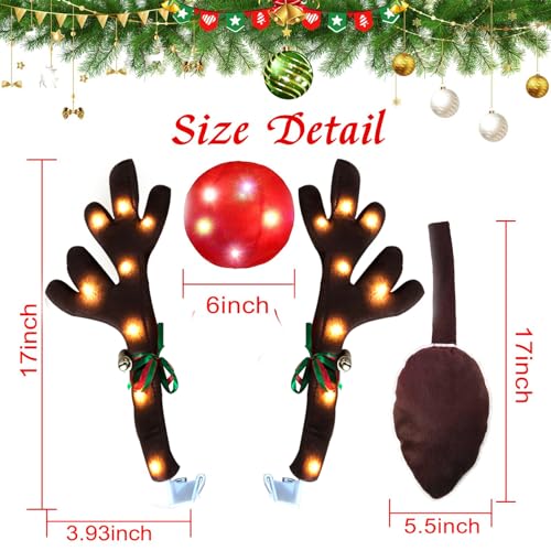 Christmas Car Reindeer Antlers Decoration Kit with Jingle Bells P21444