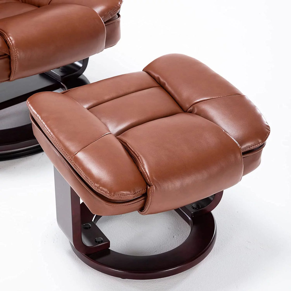 Brown Faux Leather Recliner with Ottoman Q28182
