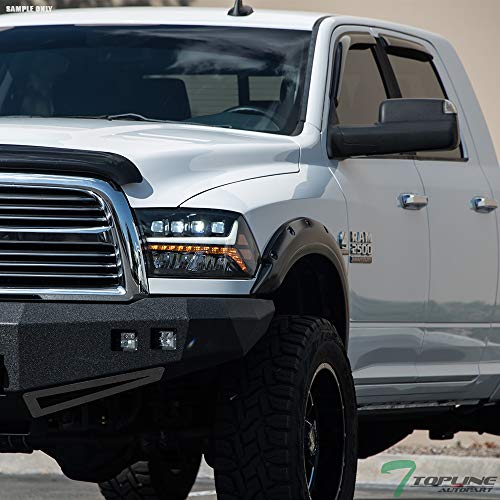 Compatible With Dodge Ram 1500 2500 3500 Black Housing Full LED Sequential Quad Projector Headlights With Amber Reflector F116