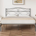 Full Size Black Metal Platform Bed Frame with Headboard and Footboard F76155