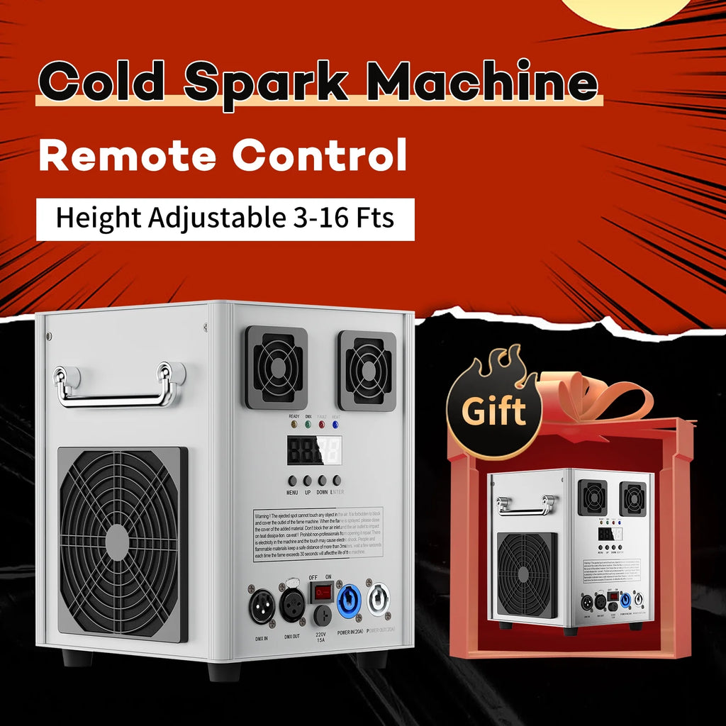 Cold Spark Machine 3-16FT Adjustable Stage Special Effect Machine with Wireless Remote Control DMX Low Noise Stage Equipment for Wedding DJ Disco Party 2pcs F921