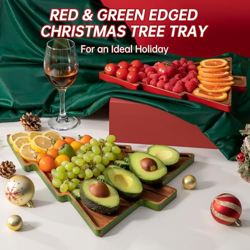 Wooden Cutting Boards 2 Pack Christmas Tree Platters I365