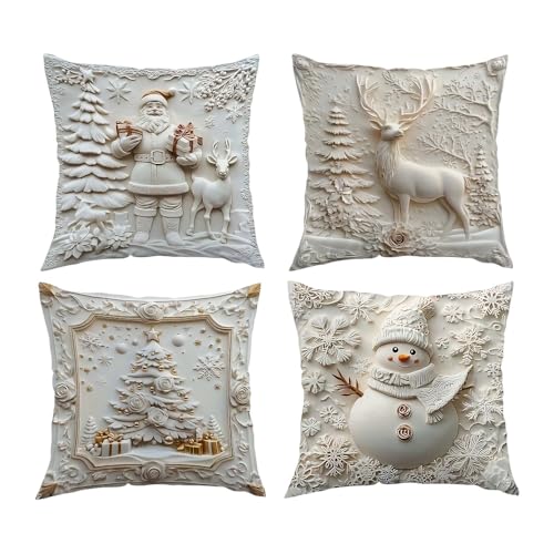 Christmas Pillow Covers Set of 4 White 20 inch P996869
