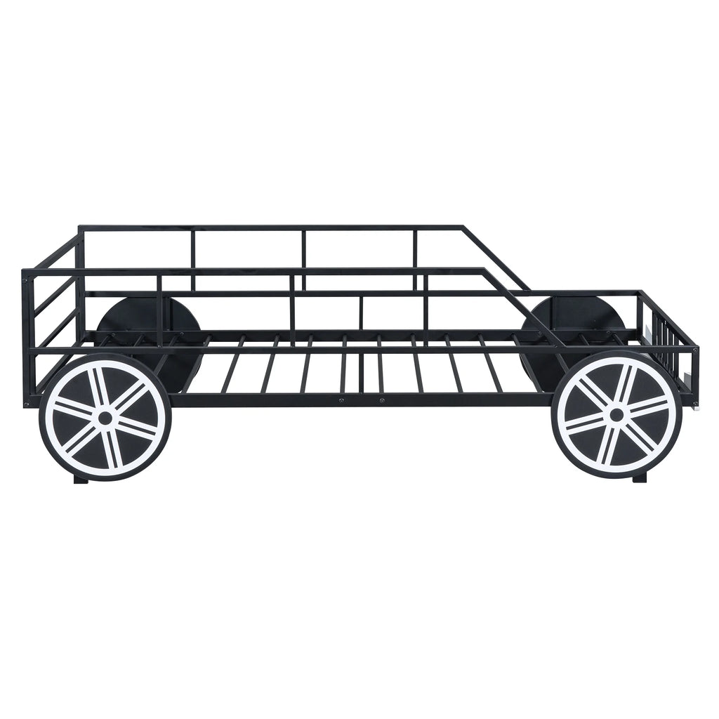 Twin Size Metal Bed Frame with Headboard and Guardrail B34078